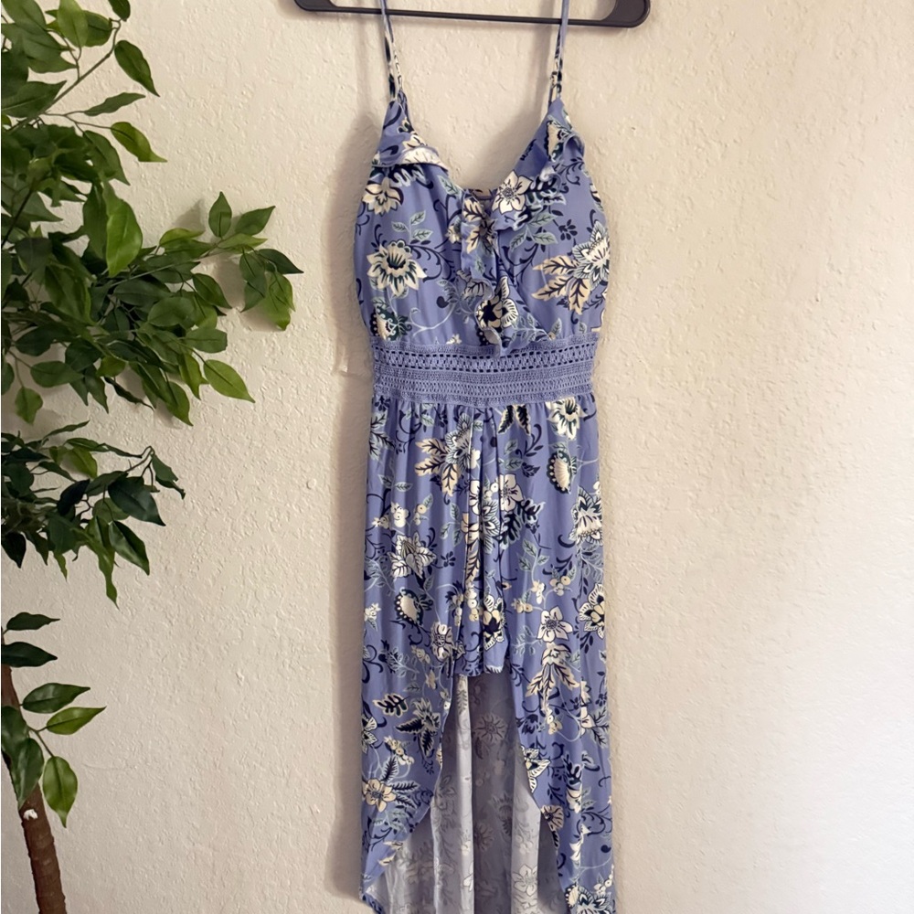 No Boundaries Lavender Floral High-Low Dress – Size L (11–13) (Never Worn)